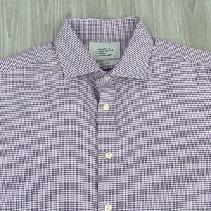 CHARLES TYRWHITT Men's Slim Fit Long Sleeve Dress Shirt‎ Purple Sz 17/34